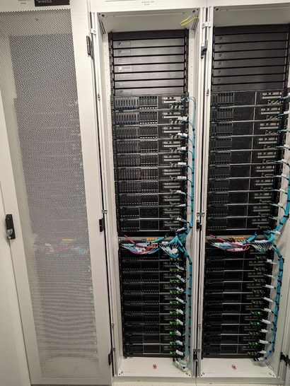 Two racks built and cabled side by side