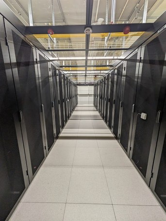 A finished data hall aisle