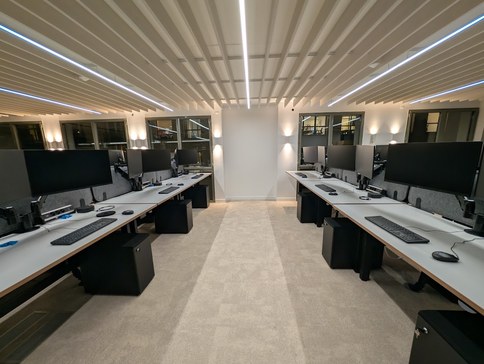 A finished row of desks