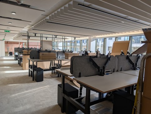 Desks mid-installation